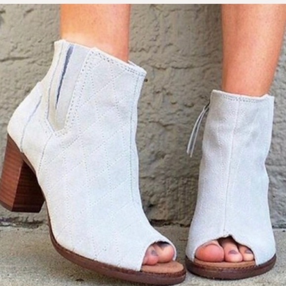 Toms Shoes - Toms Majorca Peep Toe Bootie Grey Quilted